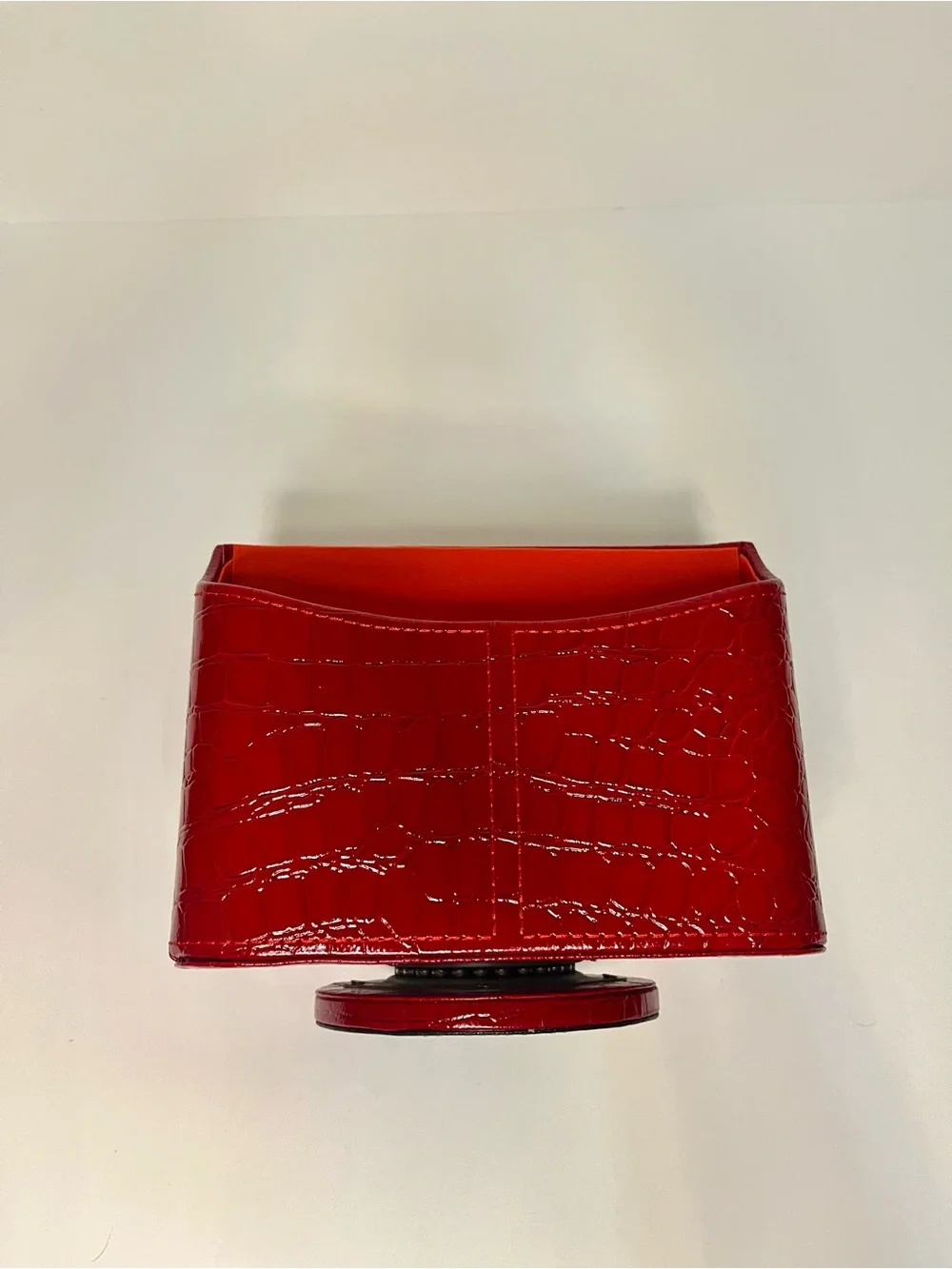 UnionBasic 360 Rotating Desk Organizer Red Crocodile Faux Leather